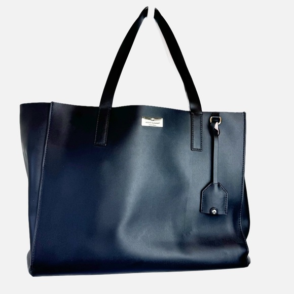 kate spade Handbags - Kate Spade Black Pale Pink Leather Large Work Tote Bag 12x14